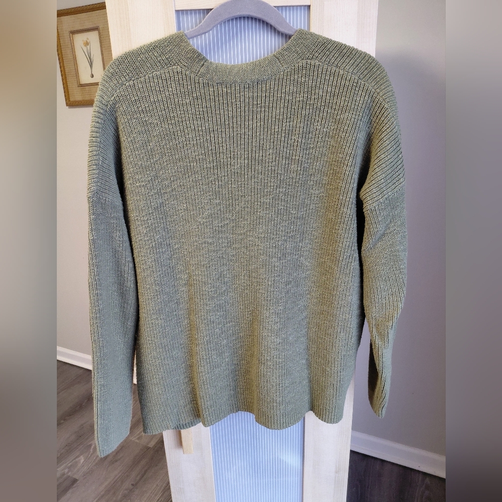 Women'a Madewell Olive Green Button-Up Cotton Cardigan Sweater Versatile Comfy - Picture 2 of 6